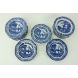 A very good set of 17 - 18th Century blue and white Chinese Bowls, each of octagonal form and