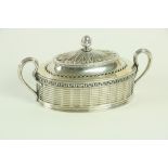 An attractive and rare 18th CenturyÿEnglish silver Butter Dish and Cover, (later porcelain liner),