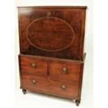 A fine early Regency period brass inlaid walnut and mahogany Bureau Abbatant, the fall front opening
