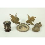A collection of Miscellaneous Items, three pewter items, a small needlework Jotter, old Craven "A"
