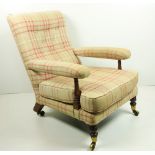A good early Irish Victorian mahogany Open Armchair, probably by Strahan, Dublin, stamped with the