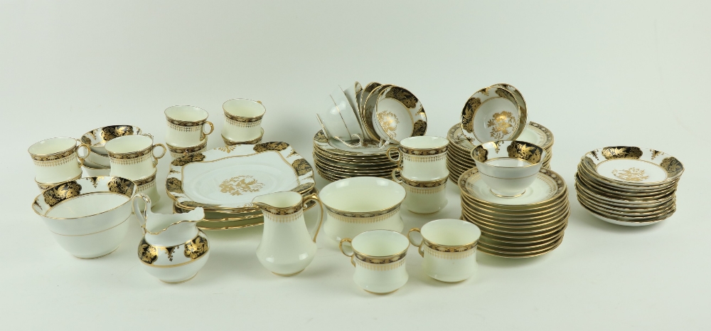 A Tuscan porcelain Tea Service, comprising 11 cups, 11 saucers & 11 side plates, a sugar and