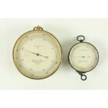 A good quality circular brass cased Surveyors Aneroid Barometer, by Short & Mason, Hatton Garden,