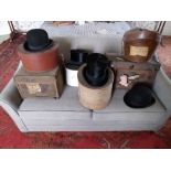 A collection of various Top Hats and Bowler Hats,ÿas a lot, w.a.f. (a lot)
