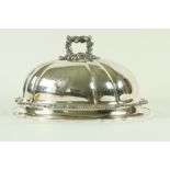 A very fine large early 19th Century Dish or Plate Cover, silver plated on copper, of oval shape