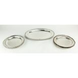 A set of 4 circular silver plated and crested Dinner Plates, each with gadroon edge, 11 1/2" (