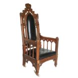 An important 19th Century period Gothic style oak Library Armchair, in the manner of Augustus