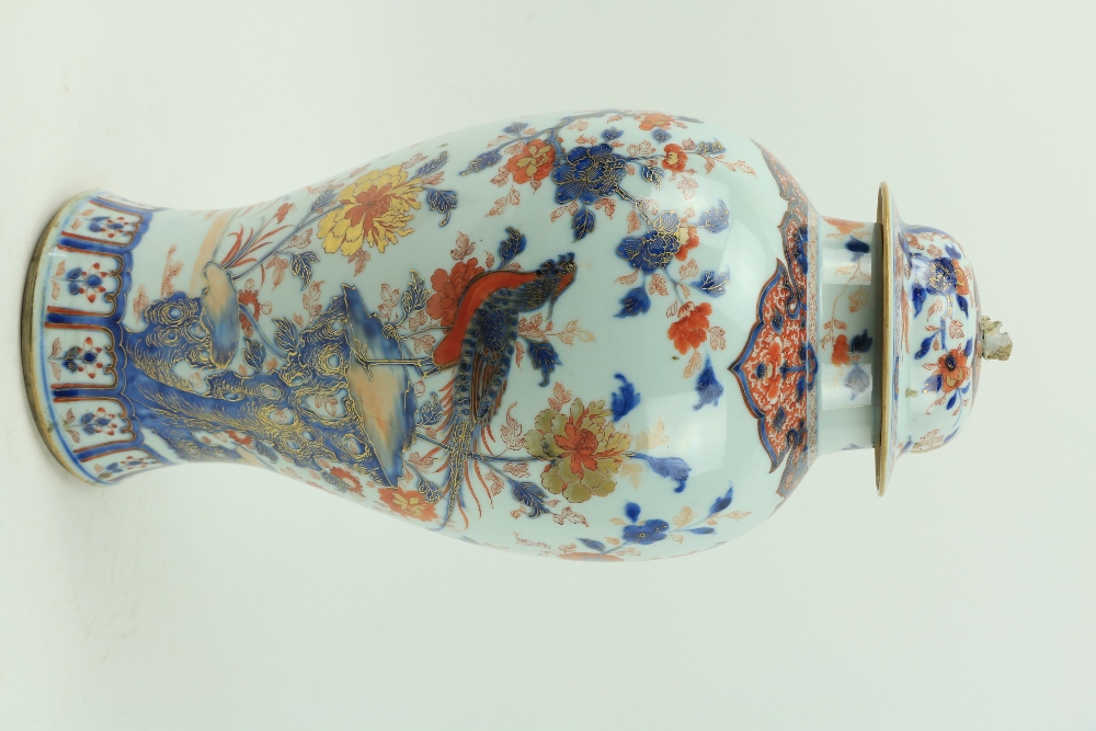 A fine 18th Century Chinese Imari Vase and Cover, of baluster form, decorated with foliage, - Image 9 of 9