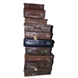 A collectionÿof 10 various leather and other Suitcases. (a lot)