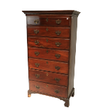 An Irish Georgian mahogany Tallboy, with Greek key moulded cornice over seven graduating drawers