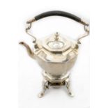 A crested silver Tea Kettle, of octagonal form by T. Bradbury & Son, London 1912 (Sheffield) with