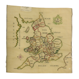 A good 19th Century Sampler Map, by Miss Gaisford, England and Wales, naming all the counties (