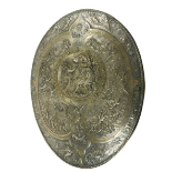 A fine quality silver plated and gilt highlighted Shield, by Elkington & Co., designed by Leonard
