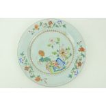 An 18th Century Chinese Famille Rose Platter, decorated with colourful flowers, with fleur de lys