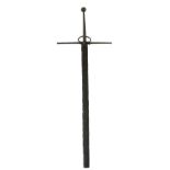 The Great Sword of Howthÿ An early antique steel two hand Sword, with round pommel on a 21" (53cms),
