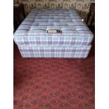 A 5' Divan doubleÿBed, by "Times" Bed, in blue tartan fabric; together with other fabrics and