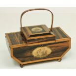 A very unusual Regency period grained calamander or zebra wood Ladies Sewing Box, with three