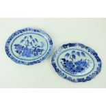 A good pair of Kangxi blue and white Chinese oval Platters, with willow trees, 15 1/2" (40cms). (2)