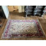 A fine quality Persian Rug, part silk, with all over tree of life design, with colourful exotic