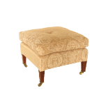 A fine quality Howard & Sons Ltd, London Footstool, covered in cream damask fabric and loose cushion