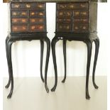 A pair of late 18th Century / early 19th Century black Japanned Chest on Stands, each with an