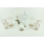 A collection of miscellaneous Glass, comprising a pair of frosted glass Ewers, 9" (23cms), a pair of