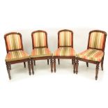 A fine set of 4 Irish Gothic Revival rosewood Side Chairs, stamped and numbered by Williams &