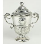 A George I Irish silver two handledÿCup and Cover, Dublin 1739, indistinct makers mark, possibly