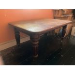 A Victorian extendable mahogany Dining Table, with moulded top, 64" (163cms) on turned and