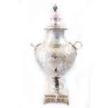 A fine Sheffield silver plated and monogrammed Tea Urn,ÿof vase form, with dome cover, the body