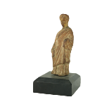 An early classical Roman terracotta Figure, on associated base, 5 1/2" (14cms). (1)