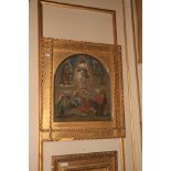 19th Century Italian Schoolÿ Watercolour / Gouache, "The Ascension Heaven," in arched Renaissance