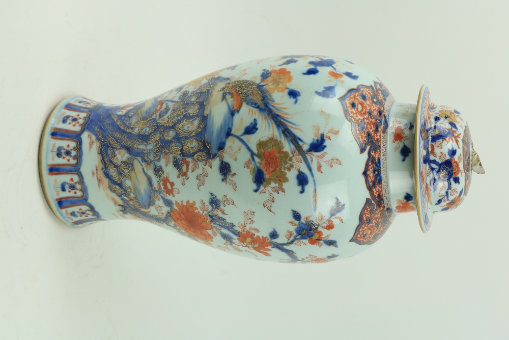 A fine 18th Century Chinese Imari Vase and Cover, of baluster form, decorated with foliage, - Image 2 of 9