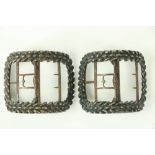 A pair of Georgian facet cut steel Gentleman'sÿShoe Buckles, in a leaf design. (2)