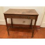 A George IV period mahogany Side Table, with frieze drawer on four ring turned legs, 31" (79cms). (