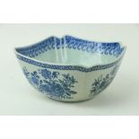 A Chinese blue and white Nankin Bowl, of square form with re-entrant corners, decorated with
