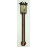 A good late George IV mahogany Stick Barometer, apparently unsigned, with divided pediment and