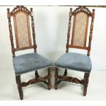 A good matched set of 8 - 17th Century style, walnut high back Side Chairs, each with two acorn