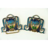 An attractive Art Nouveau polychrome champlev‚ÿenamel two part floral design Belt Buckle. (1)