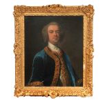 18th Century Irish Schoolÿ "Portrait of a Gentleman in royal blue coat with detailed gold trim,