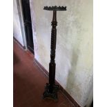 A 19th Century mahogany Bedpost adapted now as a Torchere, together with a tripod Table, as is, a