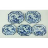 A pair of 18th Century Nankin blue and white porcelain Platters, of shaped rectangular form,