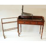 A William IV period mahogany Dressing Table, with three quarter gallery above two frieze drawers