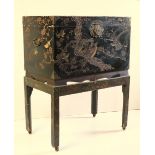 A quality late 18th Century / early 19th Century Chinese lacquered Box onÿStand, the lift top with