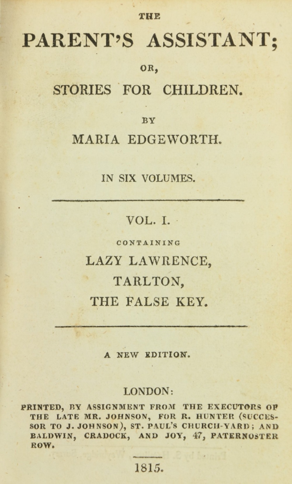 Juvenilia:ÿ Edgeworth (Maria)ÿTheÿParent's Assistant; or, Stories for Children, 6 vols. 12mo Lond. - Image 2 of 2