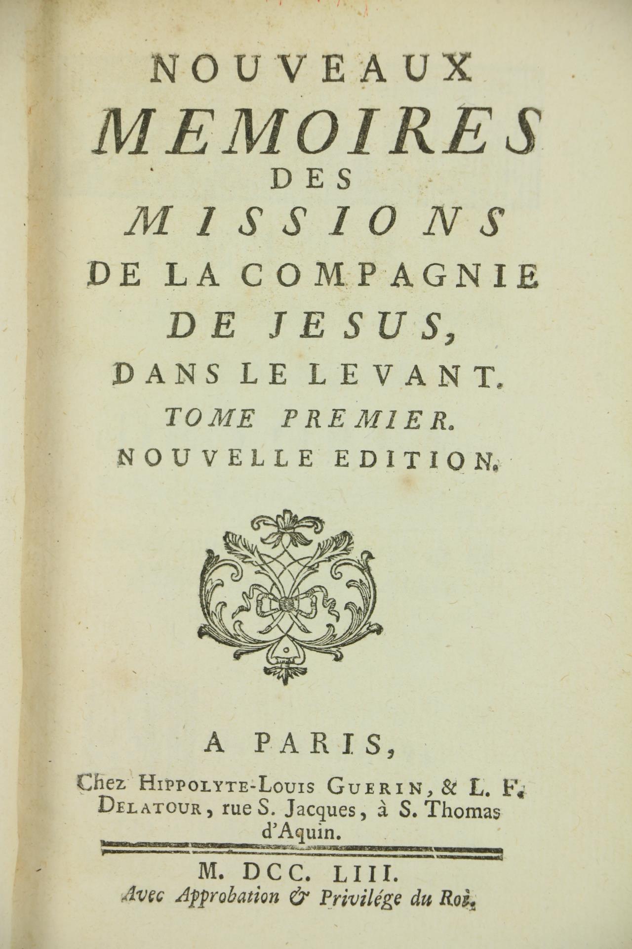 Jesuits:ÿÿNouveaux Memories des Missions de la Compagnie de Jesus dans Le Levant, 9 vols. 12mo Paris - Image 2 of 10