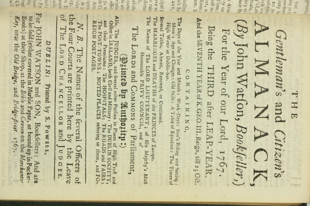 In Fine Contemporary Irish Binding Almanac:ÿ Watson (John)ÿTheÿGentleman's andÿCitizen'sÿAlmanack, - Image 2 of 2