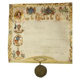Magnificent Illuminated Charter, 1767ÿ Manuscript:ÿÿRoyal Letters patent of George III, dated