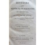 Bindings:ÿ Sismondi (J.C.L. Simonde)ÿHistoire des Republiques Italiennes du Moyen Age, 16 vols.