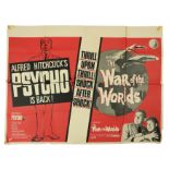 Cinema Poster:  Psycho, [Alfred Hitchcock] The War of the Worlds, [H.G. Wells] double UK quad